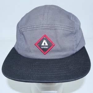 Ambler 5 Panel Camper Hat Grey Black Flat Brim Snapback Made in Canada‎